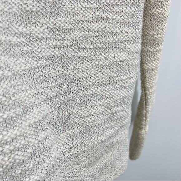 Ann Taylor Loft Metallic Sparkle Side Zip Crew Sweatshirt Top Cream Gray S new - Picture 9 of 13